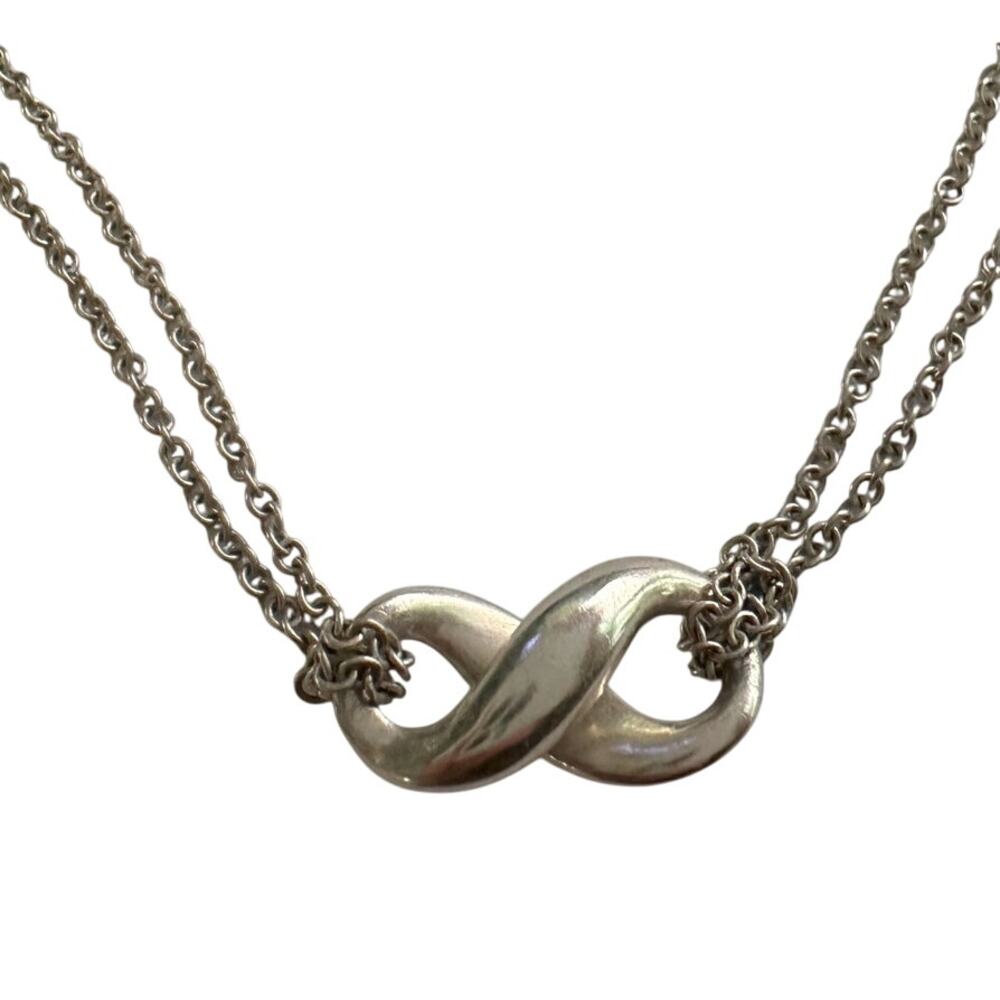 Tiffany & Co Infinity Double Chain Pendant and Necklace in Sterling 14.5" Chain